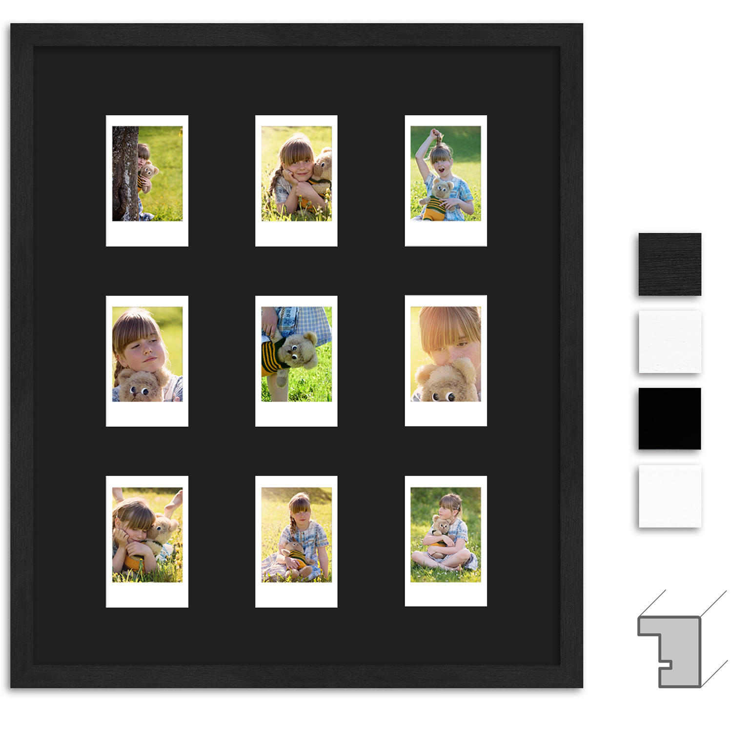Bilderrahmen H950 Klassisch Schmal Mit Passepartout Schwarz Fur 9 Instax Mini Instax Bilderrahmen Bilderrahmen Wandstyle Com